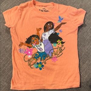 Disney Peach Encanto Graphic Tee with Colorful Characters